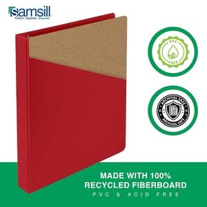 Samsill 1 Inch 3 Ring Binder Red Recycled 4 Pack
